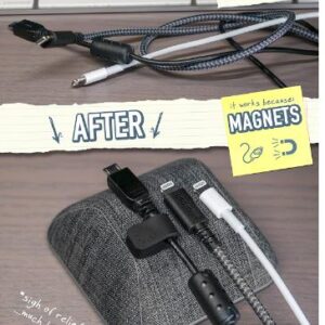 Wrangler Magnetic Cable Manager Cord Organizer for Desk Before After