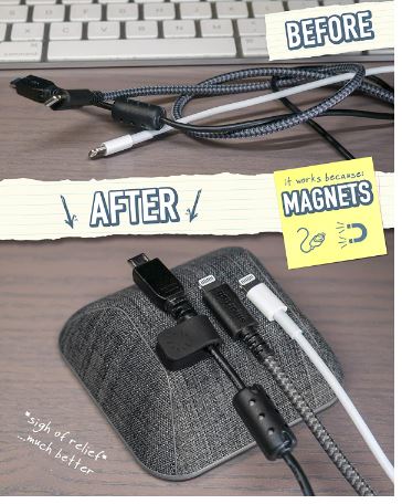 Wrangler Magnetic Cable Manager Cord Organizer for Desk Before After